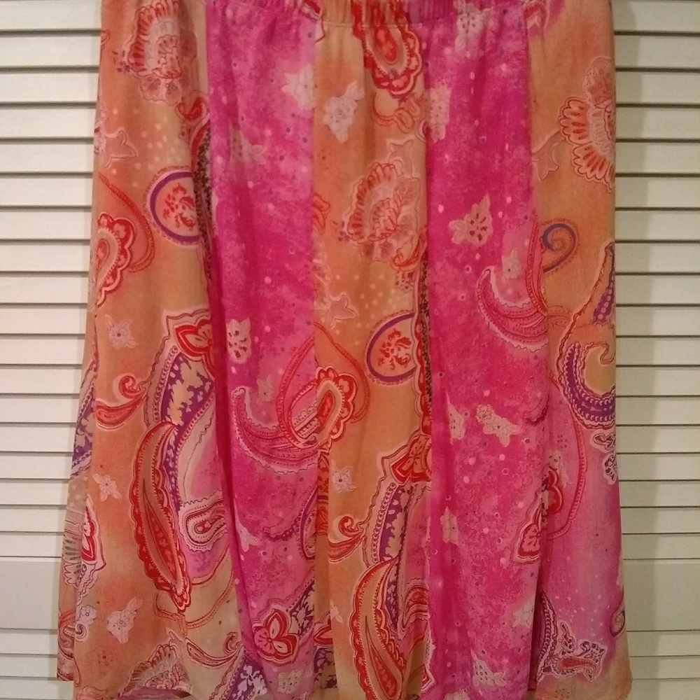 Lined pink & peach career skirt